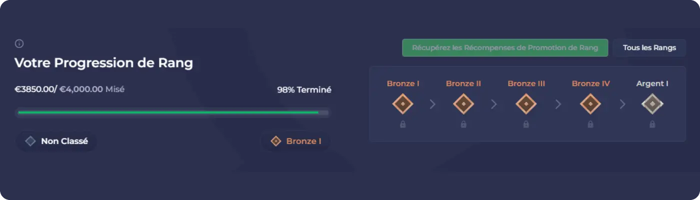 Section bonus du compte Rainbet affichant les promotions Plinko disponibles
