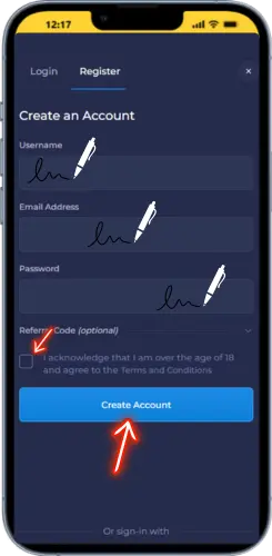 Modulo di registrazione su Rainbet con i campi dei dati dell’account