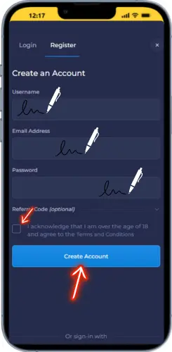 Registration form on Rainbet showing fields for account details